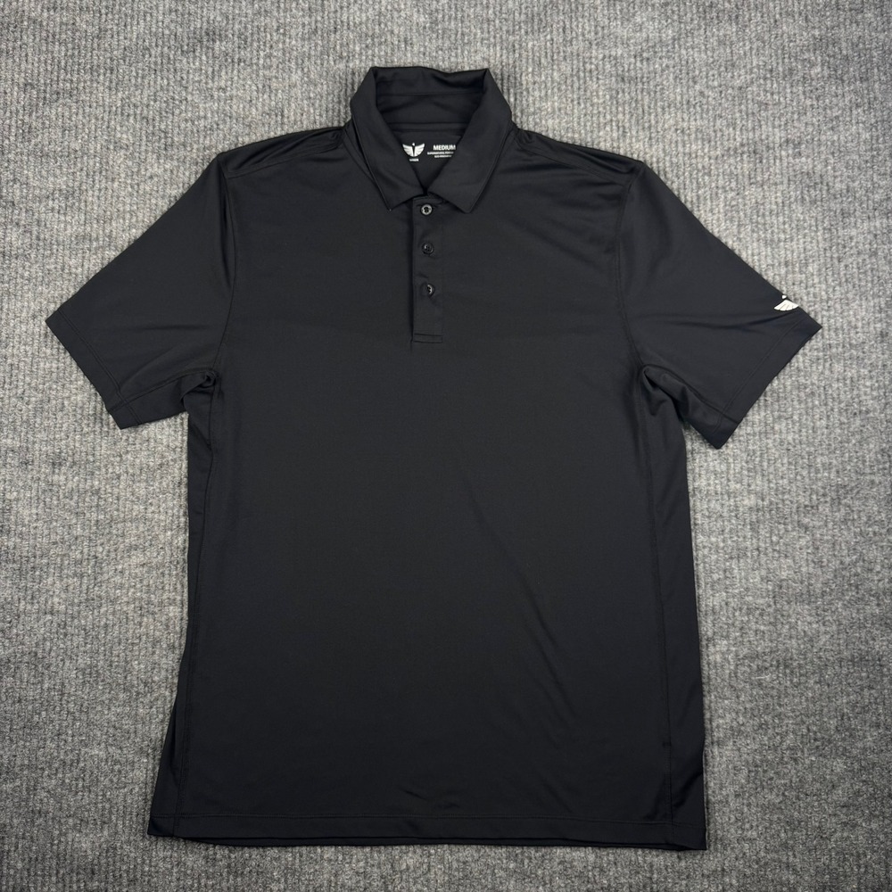 WYLD1 Polo Shirt Mens M Black Performance Golf Tech Shirt Gym Athleisure Preppy